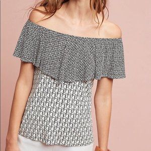 Anthropologie Postage Stamp Abstract Top OTS Sz S